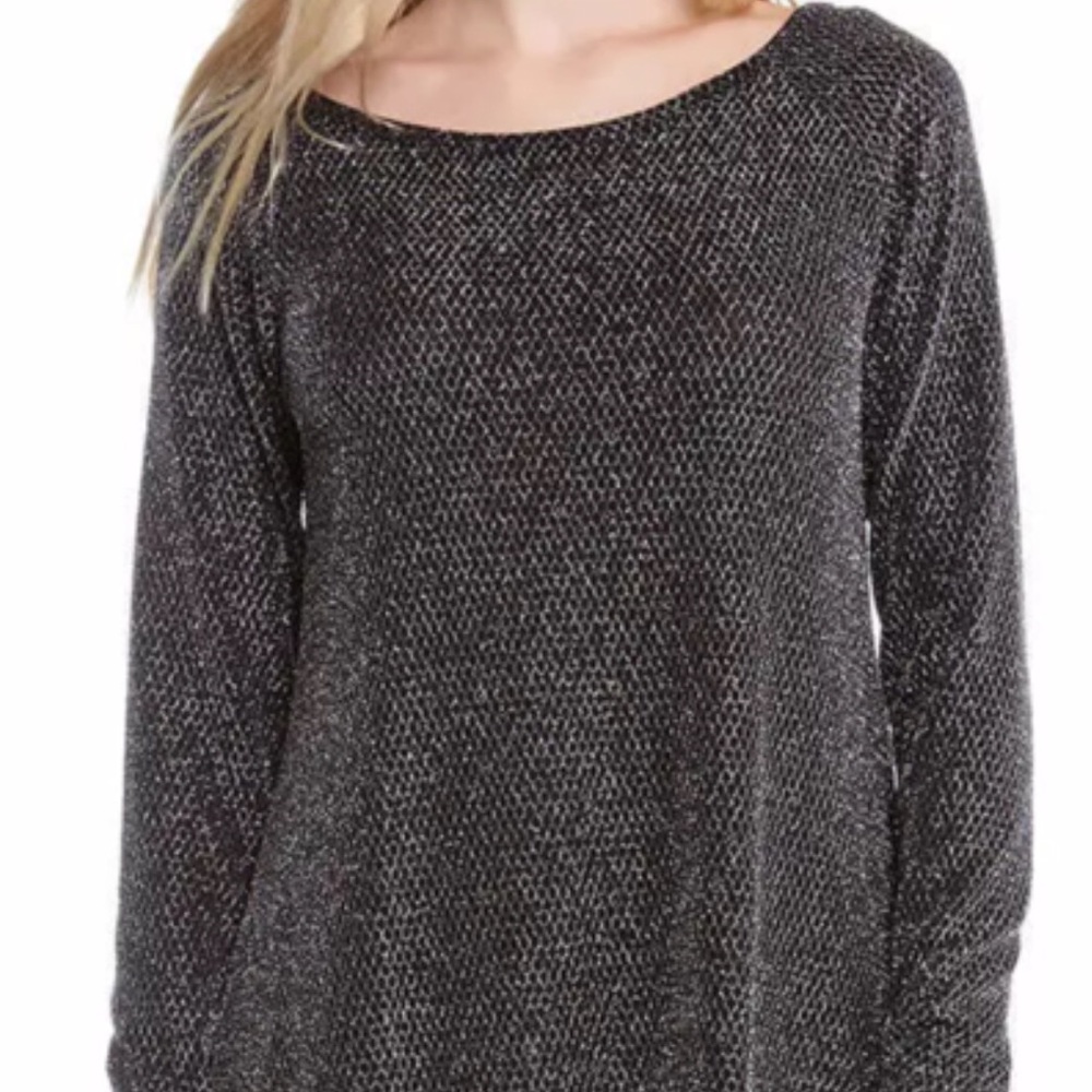 Karen Kane xl black silver mesh asymmetrical top
